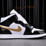 (BEST) Jordan 1 Mid Patent 'Black Gold'