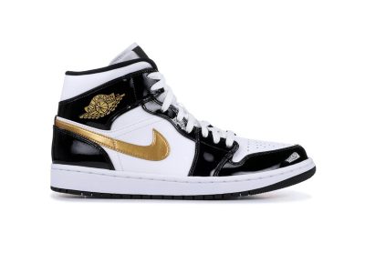 (BEST) Jordan 1 Mid Patent 'Black Gold'