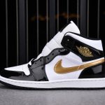 (BEST) Jordan 1 Mid Patent 'Black Gold'