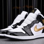 (BEST) Jordan 1 Mid Patent 'Black Gold'