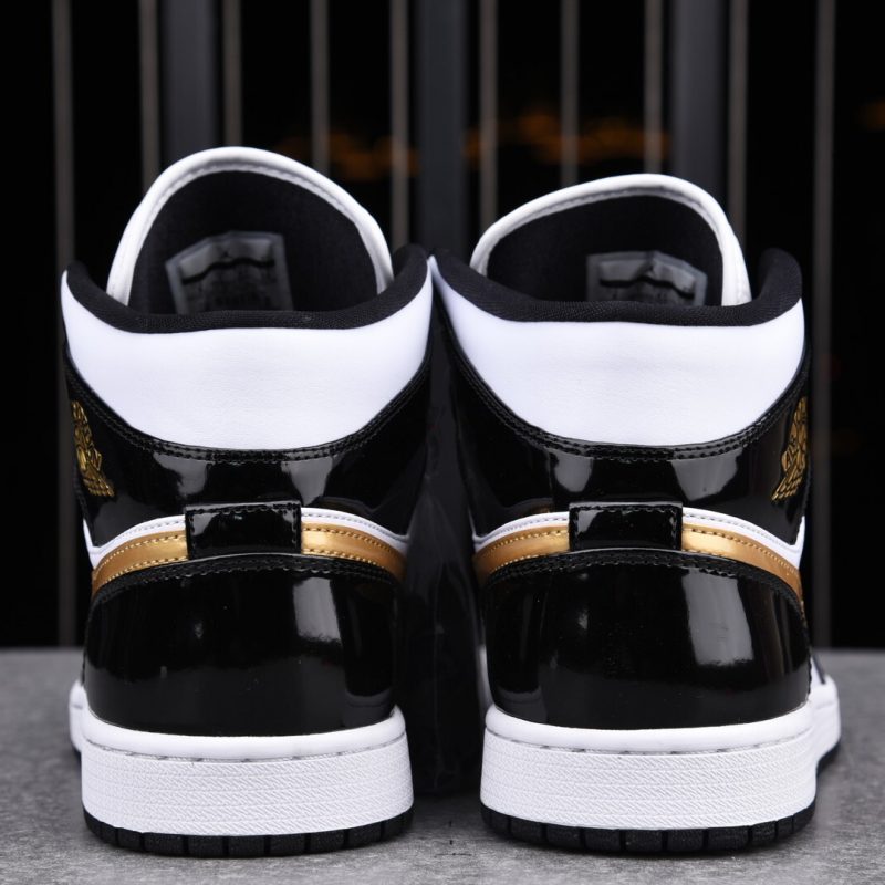 (BEST) Jordan 1 Mid Patent 'Black Gold'