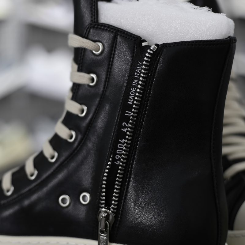 (BEST) Rick Owens Leather High In Black Sneakers