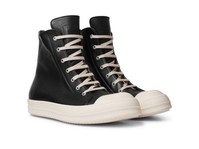 (BEST) Rick Owens Leather High In Black Sneakers