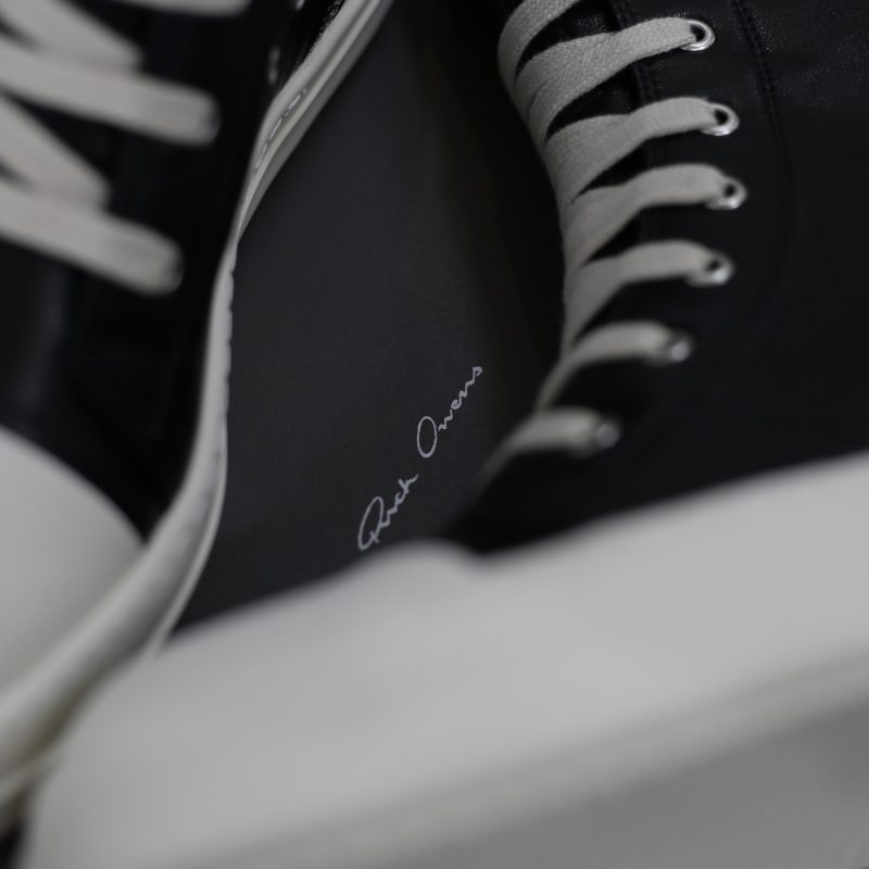 (BEST) Rick Owens Leather High In Black Sneakers
