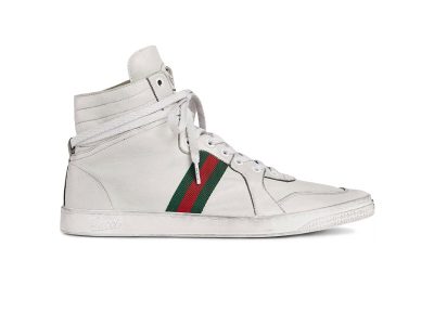 Gucci Stretch High-Top Sneaker White Leather