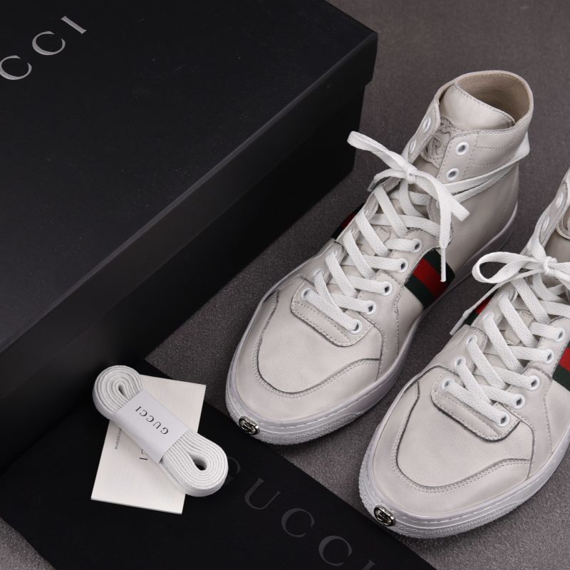 Gucci Stretch High-Top Sneaker White Leather