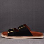 Loro Piana Men's Buckle Slide Sandal Suede 'Black'