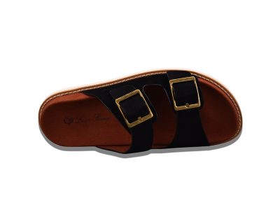 Loro Piana Men's Buckle Slide Sandal Suede 'Black'