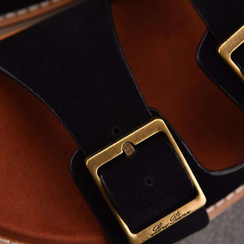 Loro Piana Men's Buckle Slide Sandal Suede 'Black'