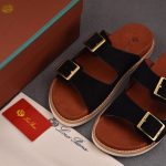 Loro Piana Men's Buckle Slide Sandal Suede 'Black'