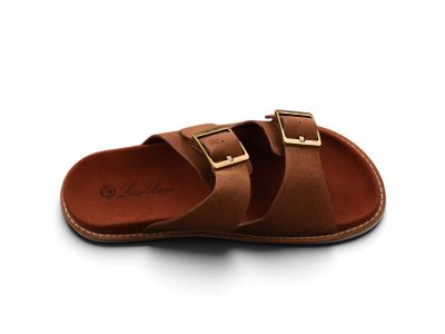Loro Piana Men's Buckle Slide Sandal Suede 'Brown'