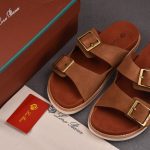 Loro Piana Men's Buckle Slide Sandal Suede 'Brown'