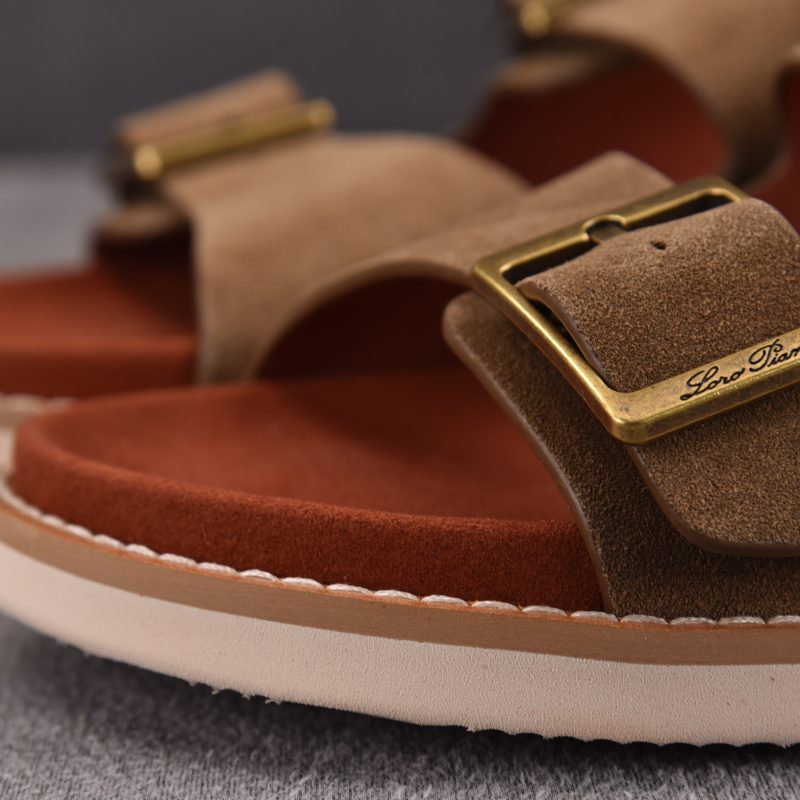 Loro Piana Men's Buckle Slide Sandal Suede 'Mocha'