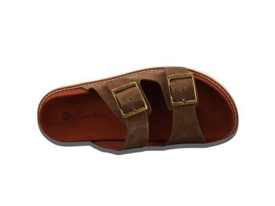 Loro Piana Men's Buckle Slide Sandal Suede 'Mocha'