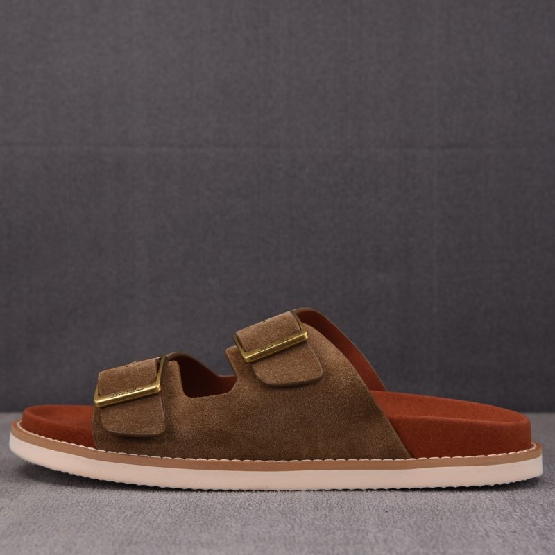 Loro Piana Men's Buckle Slide Sandal Suede 'Mocha'