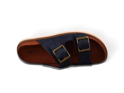 Loro Piana Men's Buckle Slide Sandal Suede 'Navy'