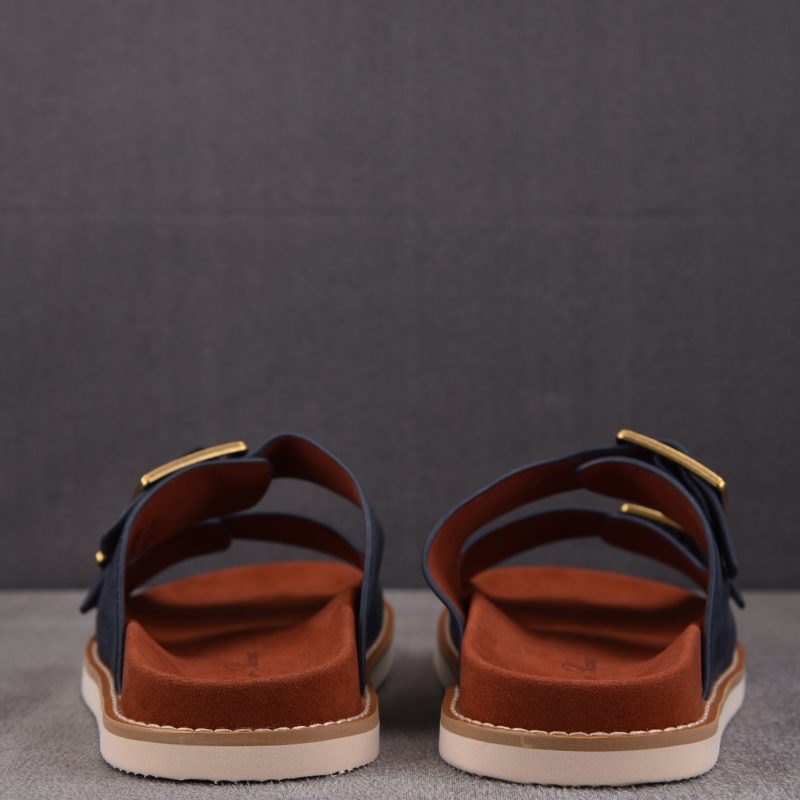 Loro Piana Men's Buckle Slide Sandal Suede 'Navy'