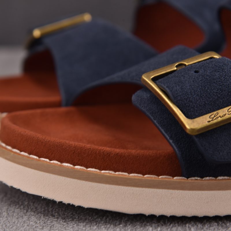 Loro Piana Men's Buckle Slide Sandal Suede 'Navy'