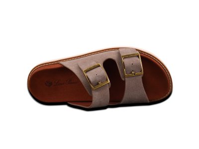 Loro Piana Men's Buckle Slide Sandal Suede 'Pearl'