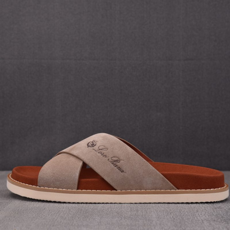 Loro Piana Men's Summer Walk Cross Strap Suede 'Beige'
