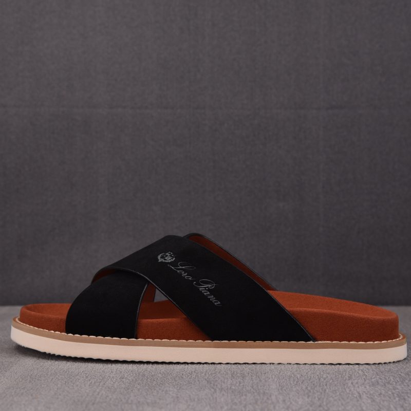 Loro Piana Men's Summer Walk Cross Strap Suede 'Black'