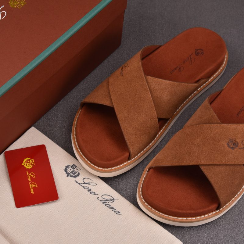 Loro Piana Men's Summer Walk Cross Strap Suede 'Brown'