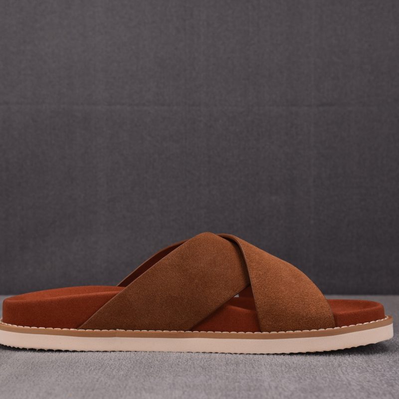 Loro Piana Men's Summer Walk Cross Strap Suede 'Brown'