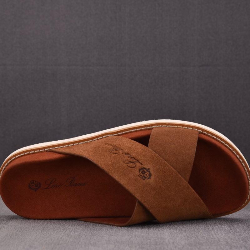 Loro Piana Men's Summer Walk Cross Strap Suede 'Brown'