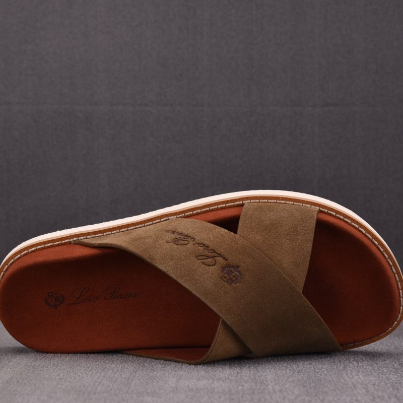 Loro Piana Men's Summer Walk Cross Strap Suede 'Mocha'