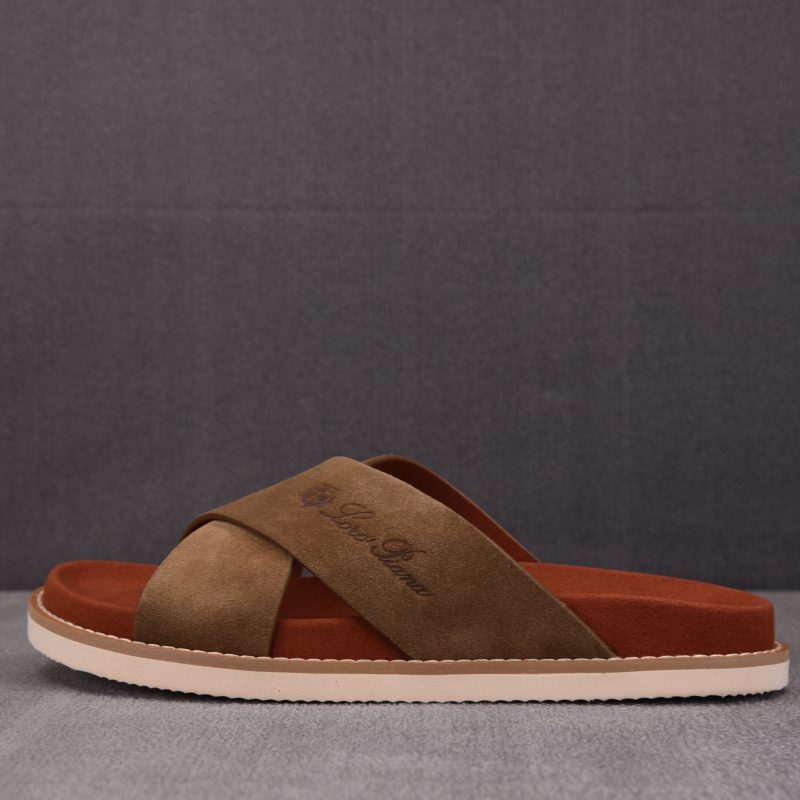 Loro Piana Men's Summer Walk Cross Strap Suede 'Mocha'