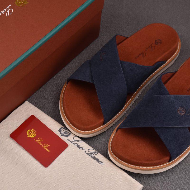 Loro Piana Men's Summer Walk Cross Strap Suede 'Navy'