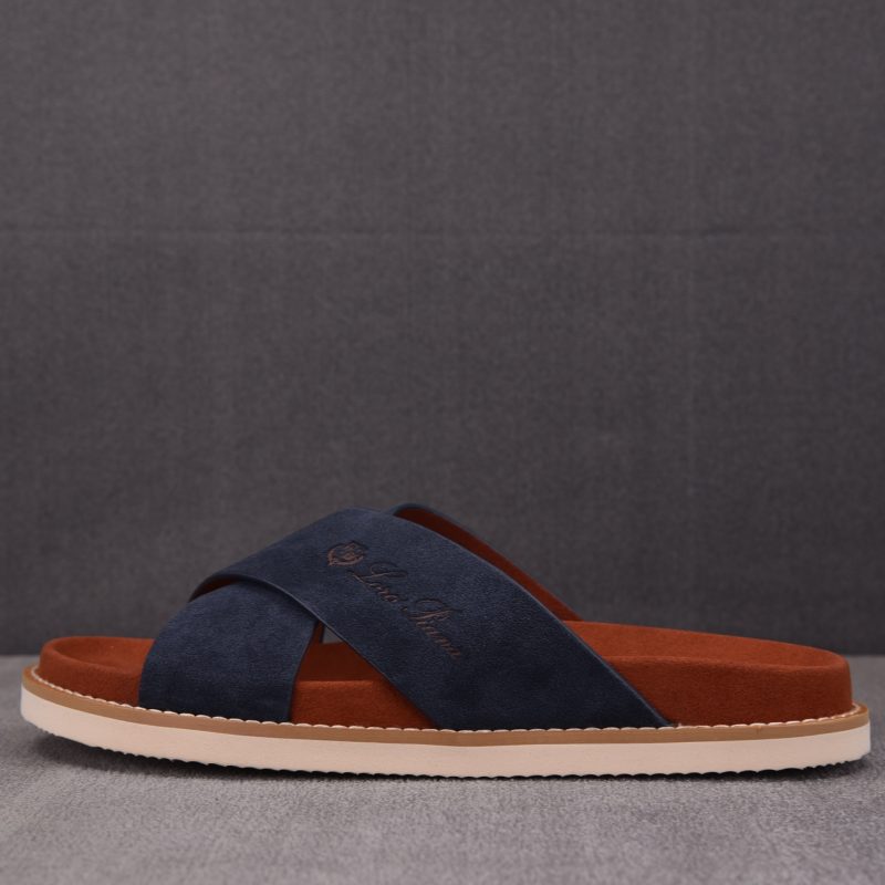 Loro Piana Men's Summer Walk Cross Strap Suede 'Navy'