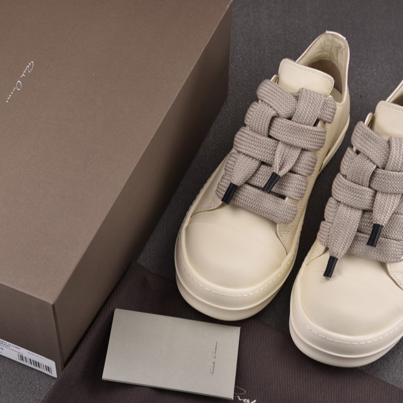 Rick Owens Jumbo Laced Low Leather ‘Pearl’ Sneaker