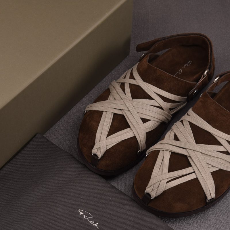 Rick Owens Megalace Granola Mule Suede 'Brown'