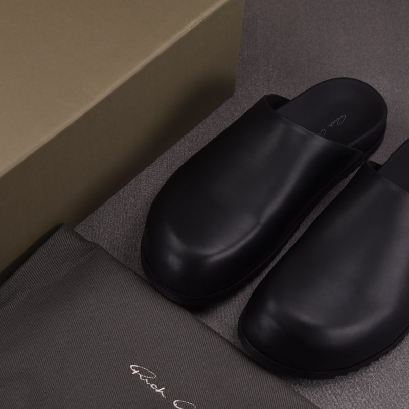 Rick Owens Round Toe Mules 'Black'